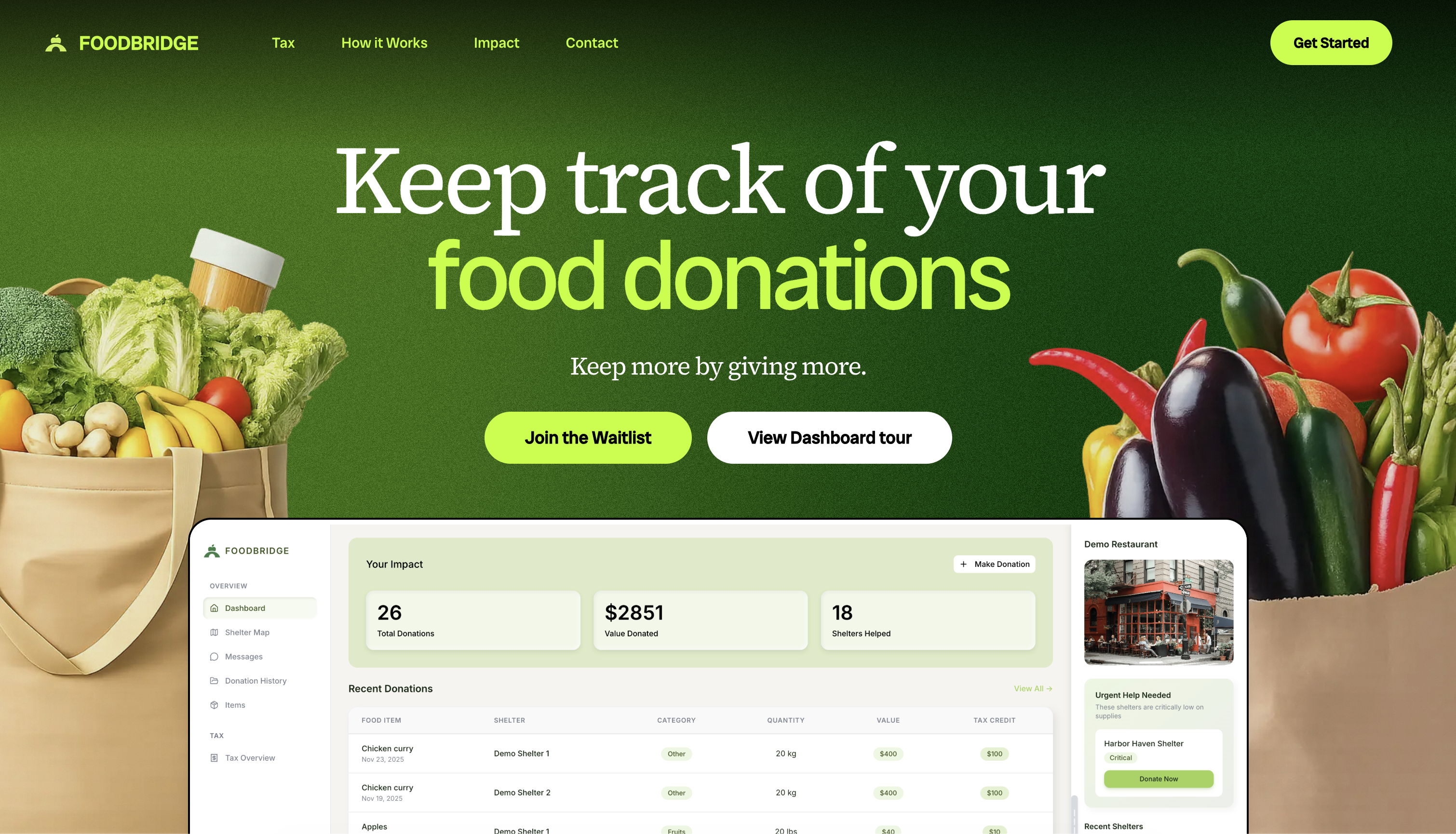 Foodbridge - Turn Food Waste Into Tax Savings & Community Impact